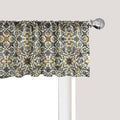 Ambesonne Turkish Pattern Window Valance, Flowers in and Traditional Style, Curtain Valance for Kitchen Bedroom Decor with Rod Pocket, 54" X 18", Earth Yellow Slate Blue