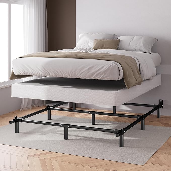 ZINUS 7 Inch Compack® Metal Bed Frame, Support Bed Frame for Box Spring and Mattress Set, Black, King