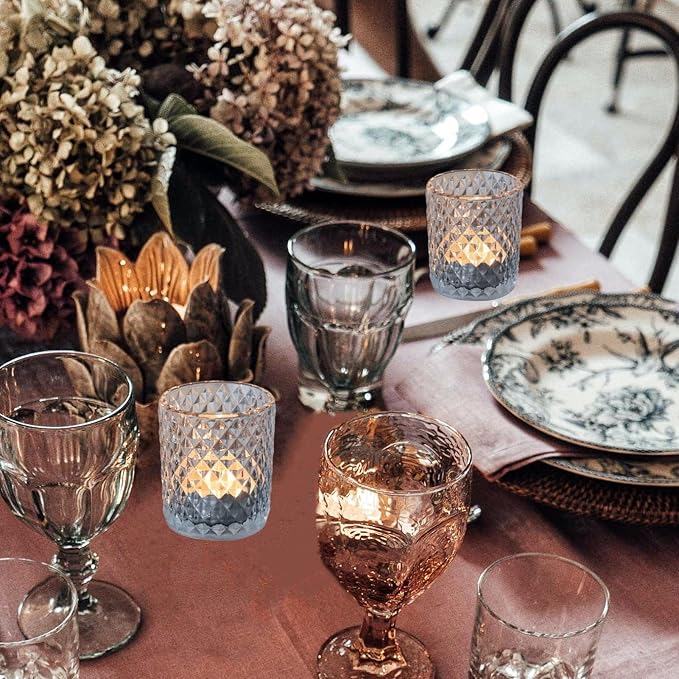 Woho 24pcs Clear Votive Candle Holders, Glass Tea Lights Candle Holder for Wedding Decor, Tealight Candle Holder for Gift Home Decoration