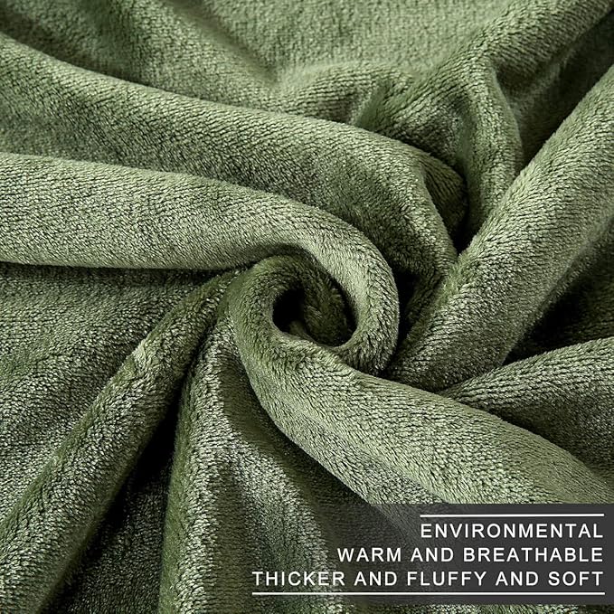 Fleece Blanket Queen Size 350GSM Lightweight Throw for The Bed Extra Soft Brush Fabric Super Warm Sofa Blanket 90" x 90"(Green Queen)