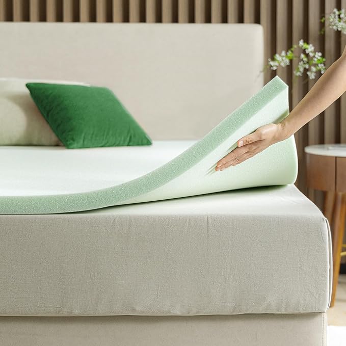ZINUS 1.5 Inch Green Tea Memory Foam Mattress Topper, Smaller, More Convenient WonderBox Packaging, Pressure-Relieving Layers, CertiPUR-US Certified, Queen