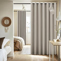 NICETOWN Linen 100% Blackout Insulated Patio Curtain 84" Long Burg, 1 Panel, 100" Width, Farmhouse Completely Blackout Window Treatment Thermal Drape for Living Room/Doorway/Sliding Door