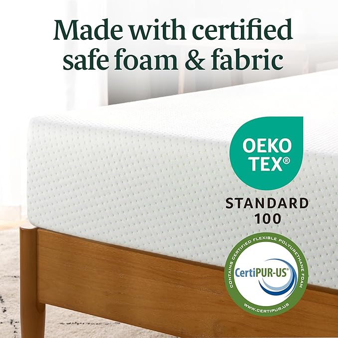 ZINUS 8 Inch Twin Green Tea Memory Foam Mattress [New Version], Fiberglass free, Medium Firm Feel, Zoned Pressure Relief, Certified Safe Foams & Fabric, Mattress in A Box