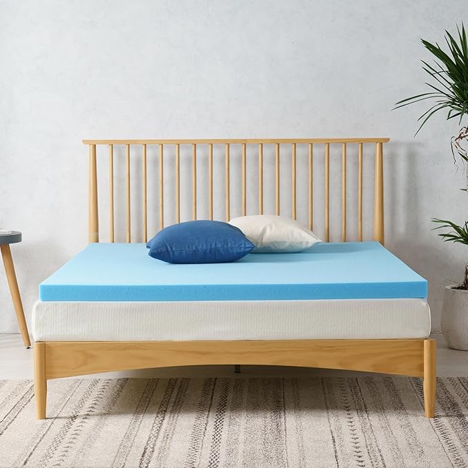 ZINUS 2 Inch Green Tea Cooling Gel Memory Foam Mattress Topper, Smaller, More Convenient WonderBox Packaging, Cooling Gel Foam, CertiPUR-US Certified, Queen