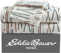 Eddie Bauer - King Sheets, Cotton Flannel Bedding Set, Brushed For Extra Softness, Cozy Home Decor (Ski Line White, King)