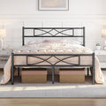 Yaheetech Metal Queen Platform Bed Frames Mattress Foundation with Storage/Curved Design Headboard/NO Box Spring Needed/Heavy-Duty Support/Easy Assembly, Queen, Black