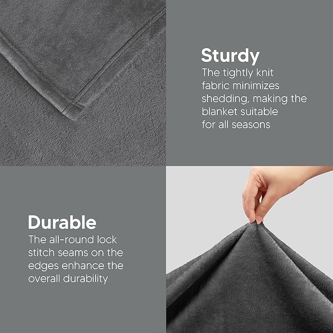 Utopia Bedding Grey 300GSM Fleece Blanket (Queen Size - 90x90 Inch) Luxury Soft Bed Blanket (Bulk Pack of 9)
