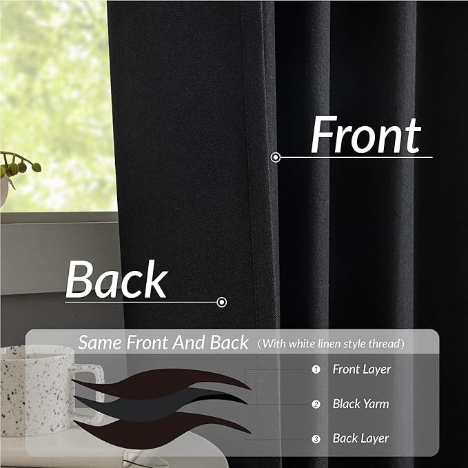 KangBang Pinch Pleated Blackout Curtains 95 Inches Long for Sliding Glass Door, 60” Wide Pinch Pleat Curtains for Living Room 2 PCs, Room Divider Elegant Modern Home Decor(60Wx95L, Black)