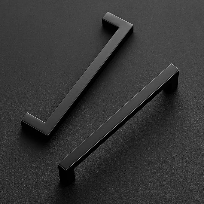 Ravinte 18 Pack 6-1/4 Inch Square Cabinet Handles - Matte Black Stainless Steel Drawer Pulls - Kitchen Hardware