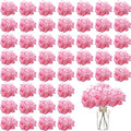 100PCS Artificial Hydrangea Flowers, Fake Flowers Silk Hydrangea Full Flowers Heads with Stems for Wedding Home Party Shop Baby Shower Decor (Dark Pink)