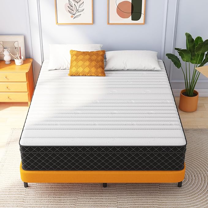 Swbvs California King Mattress 12 Inch Hybrid – Memory Foam & Pocket Springs Bed in a Box, Medium Firm, Cooling Comfort & Pressure Relief, 120-Night Trial