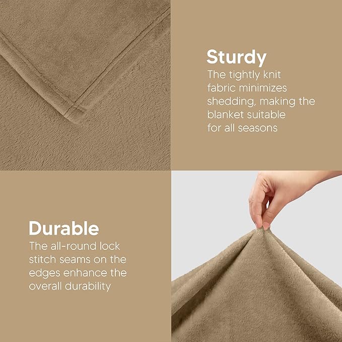 Utopia Bedding Fleece Blanket Throw Size Camel 300GSM Luxury Anti-Static Fuzzy Soft Microfiber Blanket for Couch, Sofa and Bed (60x50 Inch)