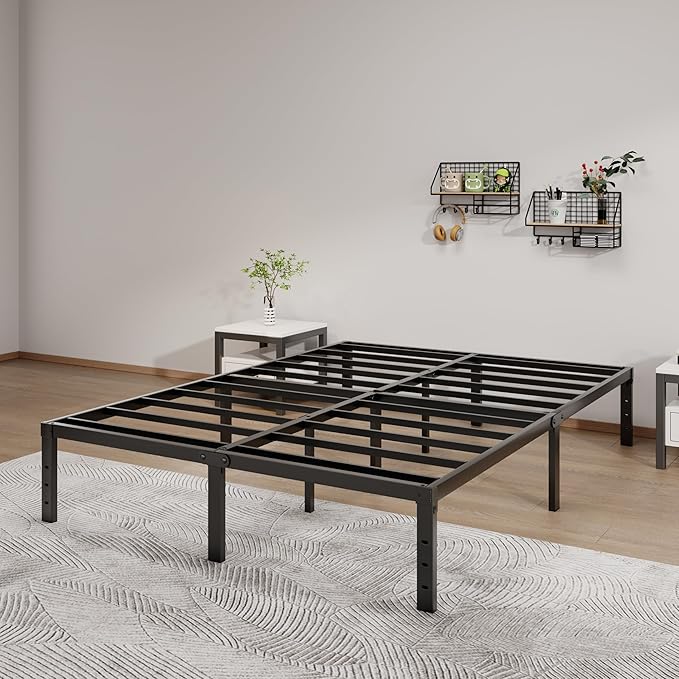 Metal Bed Frame King Size - 14 Inch Heavy-Duty King Platform Bed Frame No Box Spring Needed, Easy Assembly, Noise-Free, Sturdy Mattress Foundation, Underbed Storage Space
