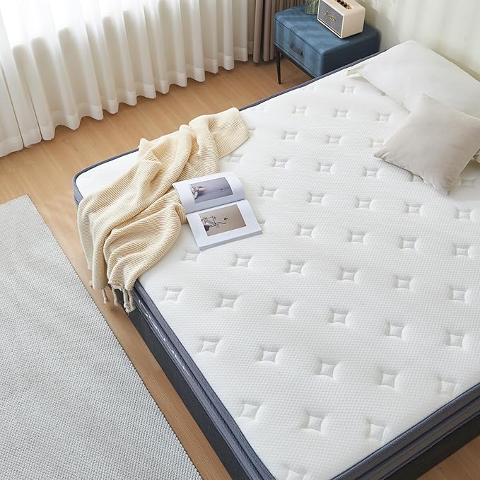Queen Mattress 12 Inch, Hybrid Memory Foam Mattress in a Box | Pocket Spring + Zoned Support | Soft and Comfortable, Pressure Relief, Medium Firmness, CertiPUR-US Certified