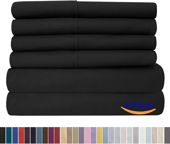 Twin Size Bed Sheets - 4 Piece 1500 Supreme Collection Fine Brushed Microfiber Deep Pocket Twin Sheet Set Bedding - 1 EXTRA PILLOW CASES, GREAT VALUE, Twin, Black