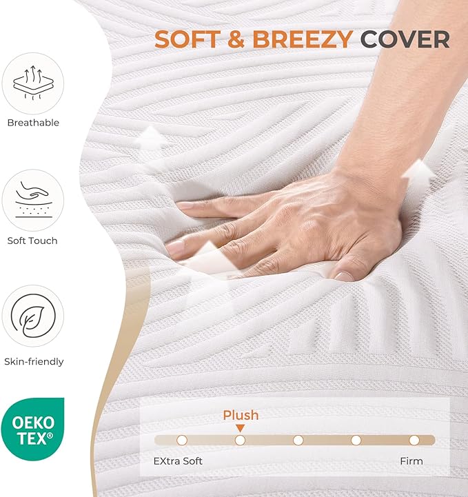 Sweetnight King Size Mattress, 12 Inch King Memory Foam Mattress in a Box for Pressure Relief & Motion Isolation, CertiPUR-US Certified Plush King Bed Mattresses