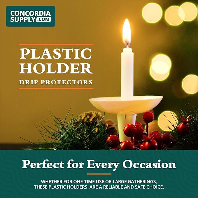 Concordia Supply Candlelight Service Reusable Plastic Candle Holders for Candlesticks - 50 Pcs. Protector for Church Vigils, Memorial, Congregational, & Christmas Eve Candles