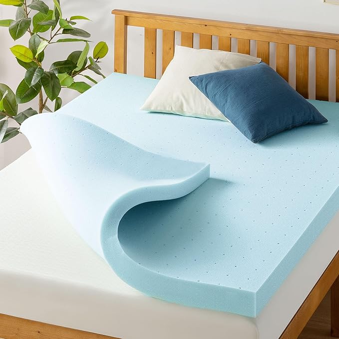 Best Price Mattress 4 Inch Ventilated Memory Foam Mattress Topper, Cooling Gel Infusion, CertiPUR-US Certified, Dorm Essentials, Full