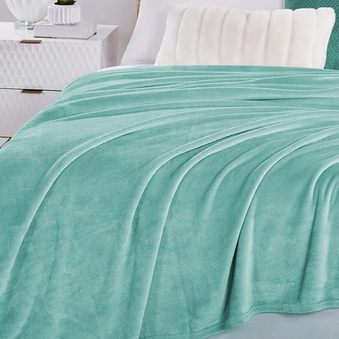 Walensee Fleece Blanket Plush Throw Fuzzy Lightweight (XL-Twin Size 66x90 Light Blue) Super Soft Microfiber Flannel Blankets for Couch, Bed, Sofa Ultra Luxurious Warm and Cozy for All Seasons