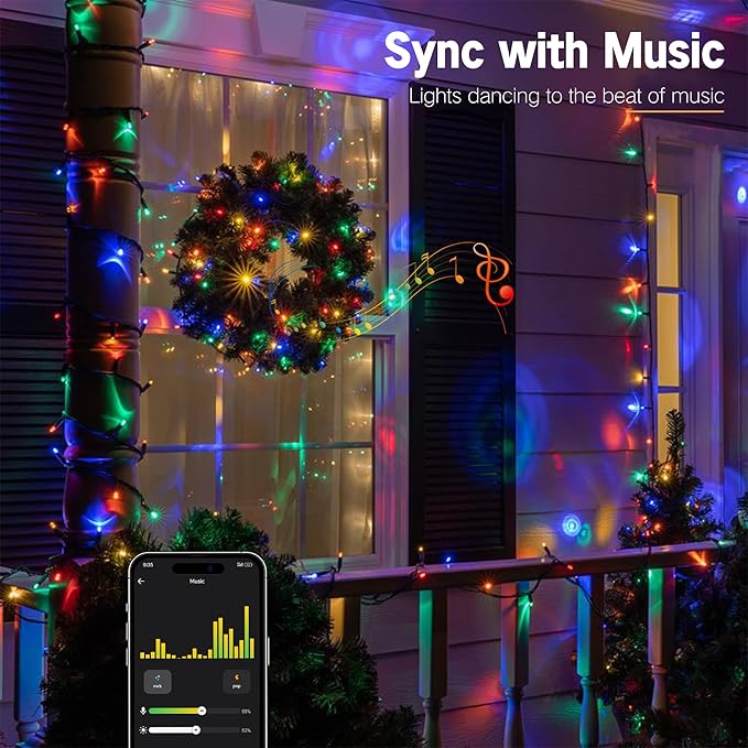 ODEETRONIC Smart Christmas Tree Lights, 98 ft 300 LED Color Changing Christmas Lights, Warm White & Multicolor Mini String Light, Music Xmas Fairy Light for Indoor Outdoor Decor, APP/Voice Control