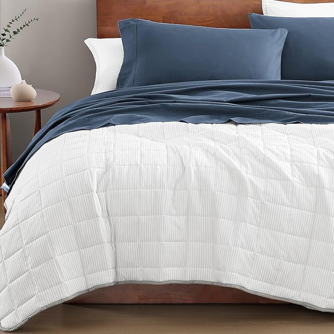 LANE LINEN Eco Friendly 100% Organic Cotton Fully Elasticized Full Sheet Set, Low Pilling Fade Resistant Machine Washable Naturally Cooling Full Bed Sheets, Soft & Comfy Cotton Bedding- Navy
