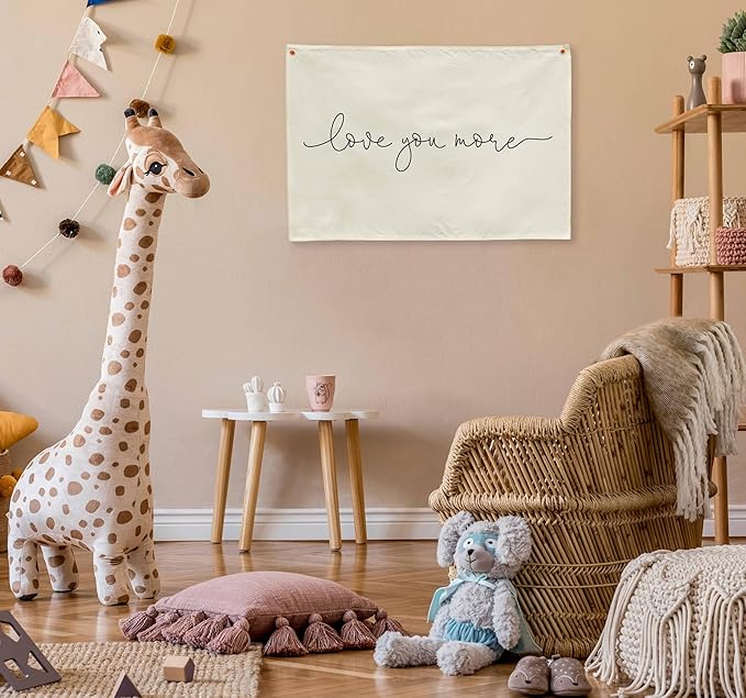 Nursery Banner Wall Decor-Boho Hanging Banner Pennant Poster Flags-for Baby Boy Girl Room Home Playroom Dorm Classroom-Baby Present Shower Birthday Christmas-Love You More-28.5x20 Inches