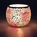 Rancco Glass Votive Candle Holder for Tealight, Romantic Mosaic Cracked Candle Holder, Candle Lamp Aromatherapy Candlescape Bowl for Valentine's Thanksgiving, Christmas Table Centerpiece, Party Decor