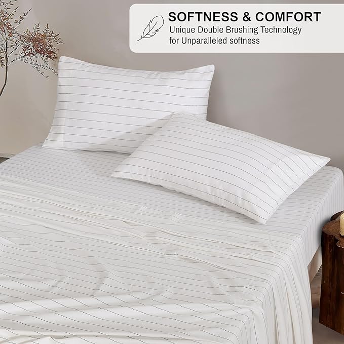 RUVANTI Flannel Sheets Full Size - 100% Cotton Double Brushed Bed Sheets Set, Deep Pockets 16 Inches, All Seasons Breathable & Extra Soft Full Sheets, Warm & Cozy, 4 Piece, Running Dots