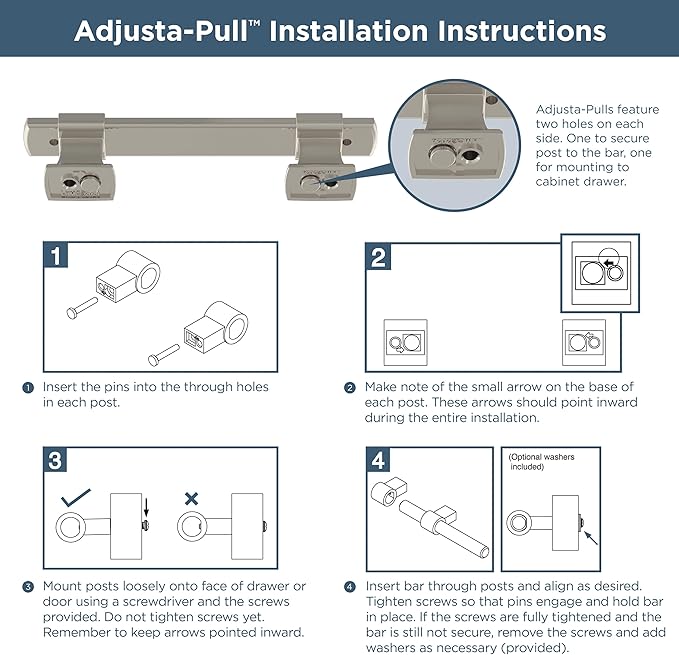 Franklin Brass Adjusta-Pull (5-Pack) Adjustable Drawer Pulls | Fits 1-3/8 to 4 Inch Hole Centers | Champagne Bronze Cabinet Handles| Square Bar P44367-CZ-B