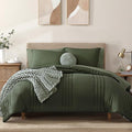 Monbix Full Comforter Set - 7 Pieces Olive Green Bed in a Bag Full Size Bedding Sets with Comforters, All Seasons Down Alternative Comforter with Sheets,Pillowcases & Shams