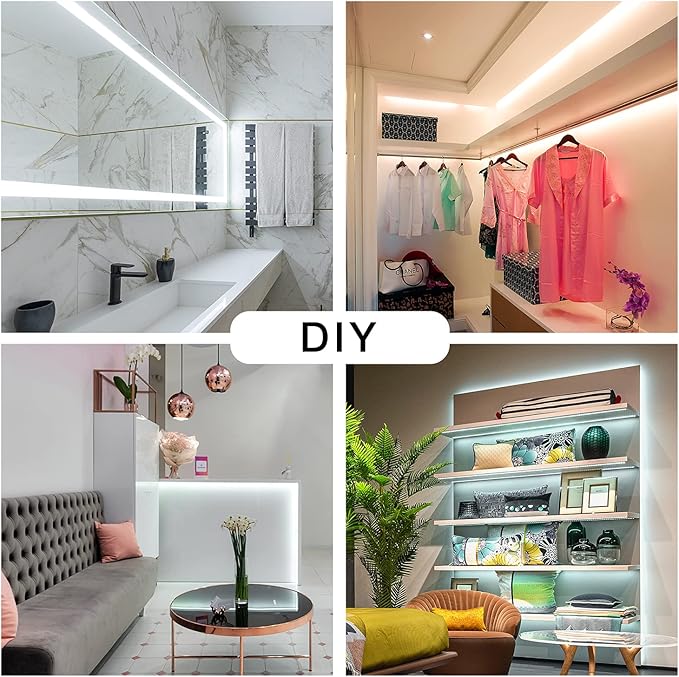 DAYBETTER White LED Strip Light, 40 ft Dimmable Bright Rope Lighting, 6500K 24V Strips, 720 LEDs 2835 Tape Lights for Bedroom, Kitchen, Mirror, Home Decoration(2 Rolls of 20 ft)