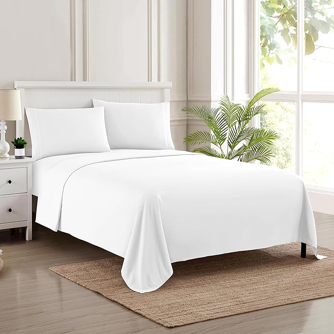 California King Sheet Sets - Breathable Luxury Sheets with Full Elastic & Secure Corner Straps Built In - 1800 Supreme Collection Deep Pocket Bedding, Sheet Set, EXTRA DEEP pocket - Cal King, White