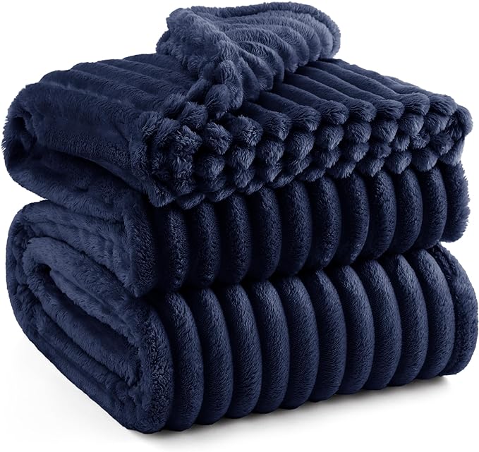 Bedsure GentleSoft Blue Fleece Blanket for Couch - Cozy Soft Blankets for Women, Cute Small Throws for Girls, 108x90 Inches