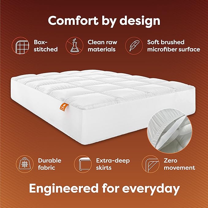 HOSPITOLOGY PRODUCTS Hypoallergenic Mattress Cover- Overstuffed - Deep Pocket - Goose Down Alternative Pillow Top Mattress Topper Twin - 39" W x 75" L