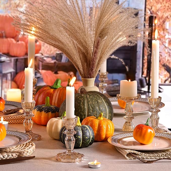 Glass Candlestick Holders Bulk, 6PCS Gold Taper Candle Holders for Table Centerpiece, Gold Tall Candle Stick Holder Stand for Wedding Decorations, Birthday, Christmas Table Decor