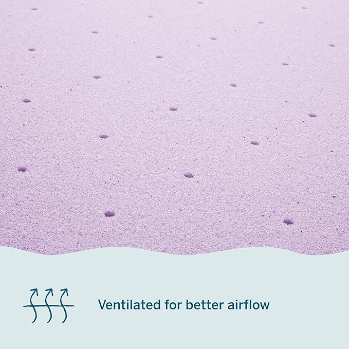 LUCID 4 Inch Lavender Infused Memory Foam Mattress Topper, Twin Size – Ventilated Design – Pressure Relieving Bed Topper - Mattress Pad – CertiPur Certified