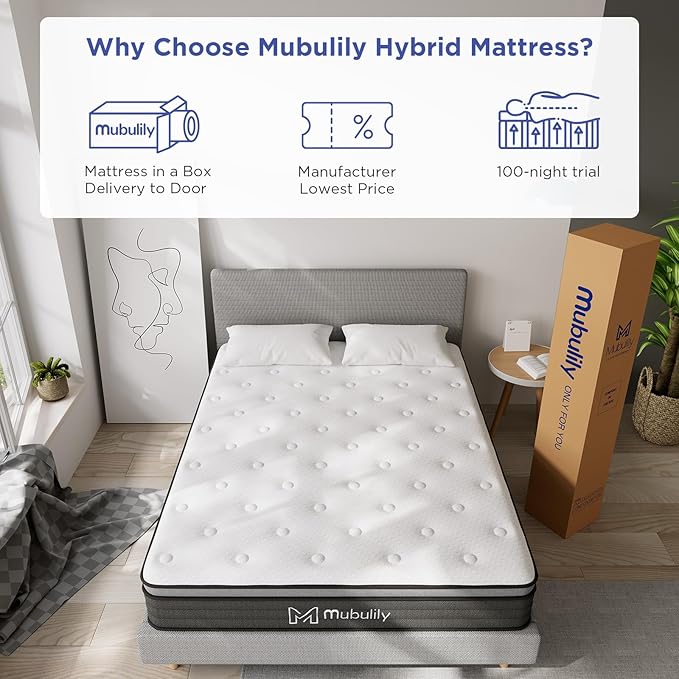 Queen Mattress,12 Inch Memory Foam Mattress Queen Size,Queen Size Mattresses Made of Foam and Individual Pocketed Springs,Strong Edge Support,Decompression,Cool and Breathable