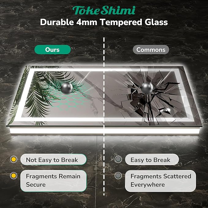 TokeShimi LED Bathroom Mirror 20 x 28 Lighted Bathroom Vanity Mirror with Lights,Brighter Frontlit and Backlit Light up Anti Fog Mirror