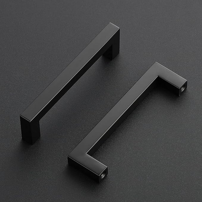 Ravinte 25 Pack Black Cabinet Pulls 4-1/2 Inch Square Kitchen Cabinet Handles Matte Black Kitchen Hardware for Drawer Pulls Drawer Handles Come with Screwdriver