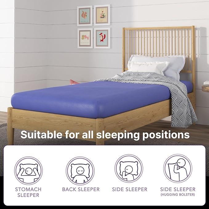 NapQueen 5 Inch Twin Memory Foam Mattress, Medium Feel, CertiPUR-US Certified, Bed in a Box, Breathable Soft Fabric Cover, Blue