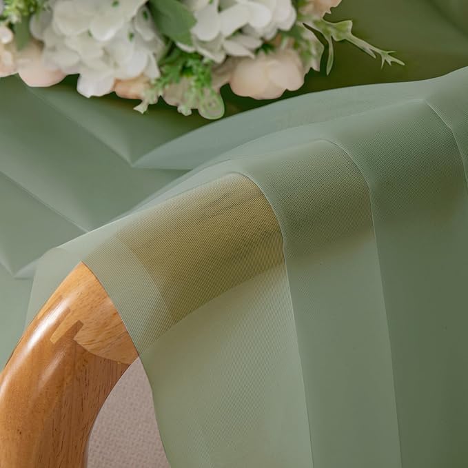 Aiyufeng Sheer Sage Green Curtains 120 Inches Long, Extra Long Rod Pocket Solid Color Window Sheer Curtain Panels, Elegant Curtains & Drapes for Living Room, Bedroom 2 Panels (Sage, 59" W x 120" L)