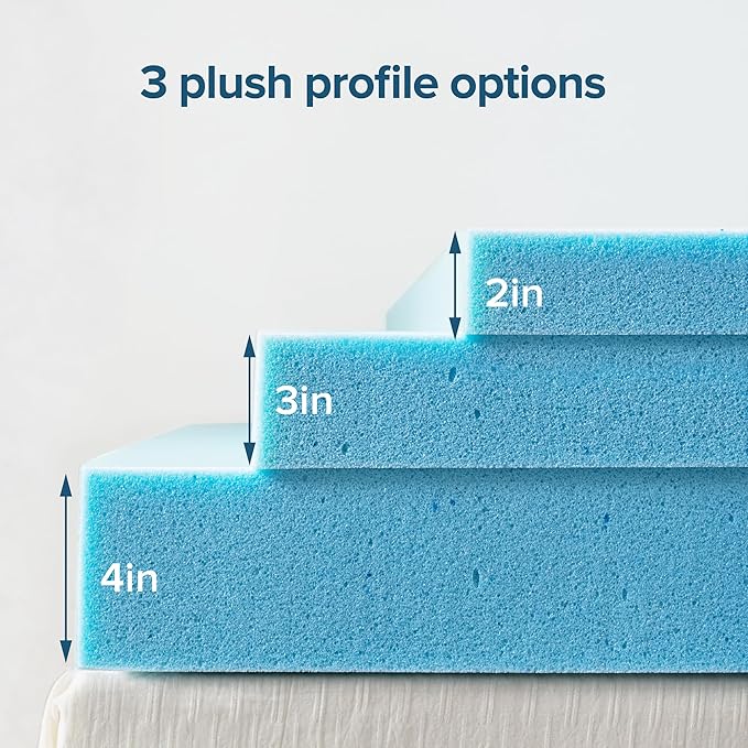 ZINUS 4 Inch Green Tea Cooling Gel Memory Foam Mattress Topper, Smaller, More Convenient WonderBox Packaging, Cooling Gel Foam, Pressure-Relieving Design, CertiPUR-US Certified, Queen