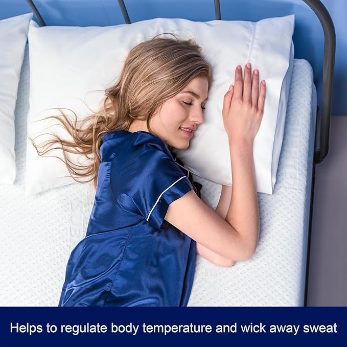 Subrtex 4 Inch Mattress Topper Cover (Only Cover) Mattress Topper Protector Bedding Rayon Made from Bamboo Removable Mattress Encasement with Zippers, Twin