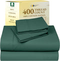 California Design Den Soft 400 Thread Count, Natural 100% Cotton Sheets Sateen, King Bed Sheets Set, Deep Pockets with All Around Elastic for a Snug Fit, Cool & Durable Bedding Set - Hunter Green