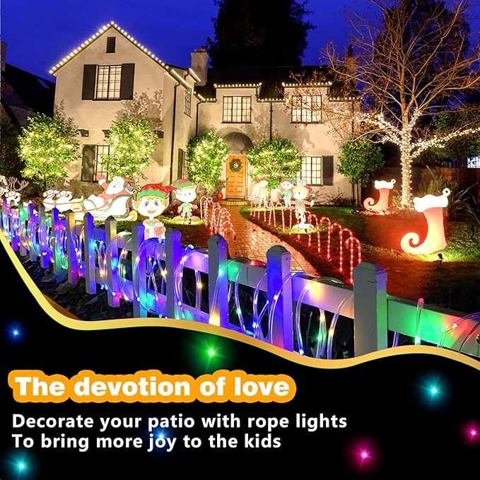 Solar String Lights Outdoor, 132Ft(66Ftx2 Pack) 400LED Rope Lights Waterproof, Color Changing LED Fairy Lights Solar Powered,Tube Lights with Remote for Christmas,Garden,Swimming Pool,Trampoline