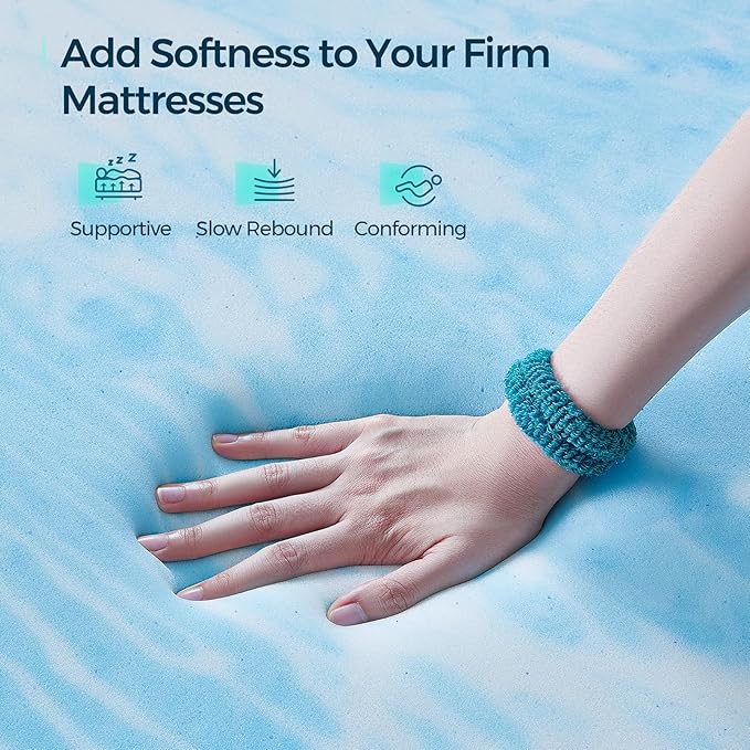 LINSY LIVING 2 Inch Mattress Topper Twin, Cooling Gel Infused Swirl Memory Foam, Soft Mattress Topper for Firm Mattress, CertiPUR-US Certified Bed Topper, Twin Size