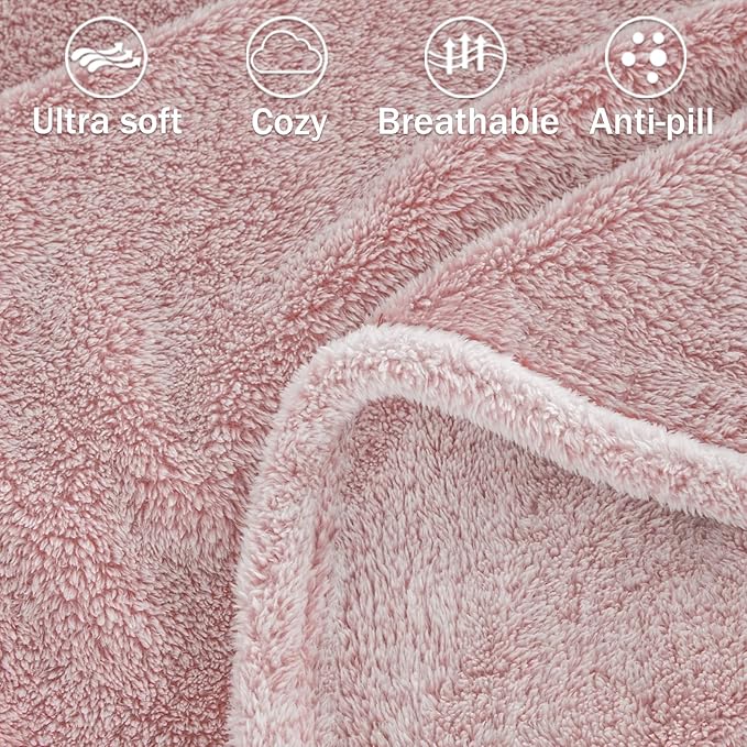 Exclusivo Mezcla Plush Fuzzy Fleece Bed Blanket King Size, Super Soft, Fluffy and Warm Blankets, Suitable for All Seasons (Mixed Pink, 90x104 Inches)