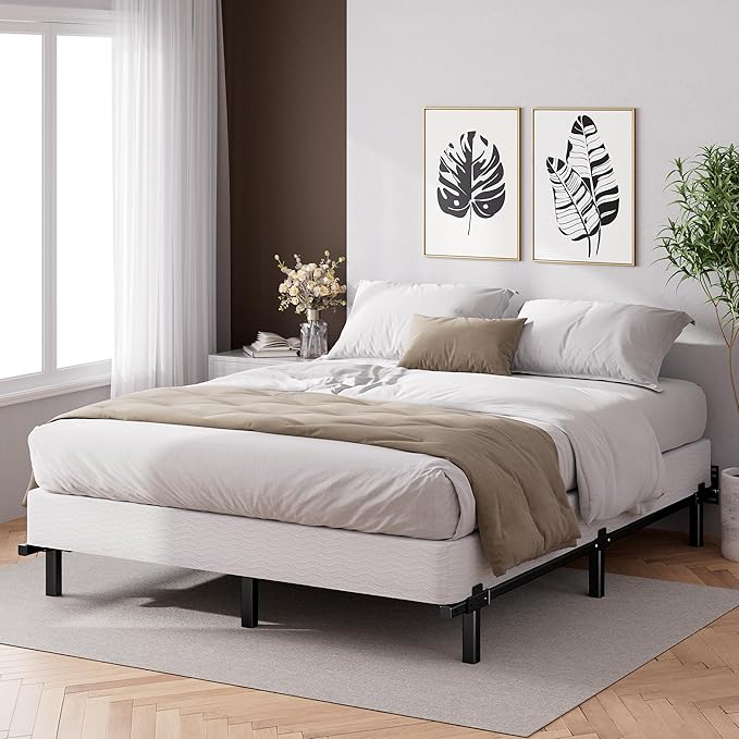 ZINUS 7 Inch Compack® Metal Bed Frame, Support Bed Frame for Box Spring and Mattress Set, Black, King