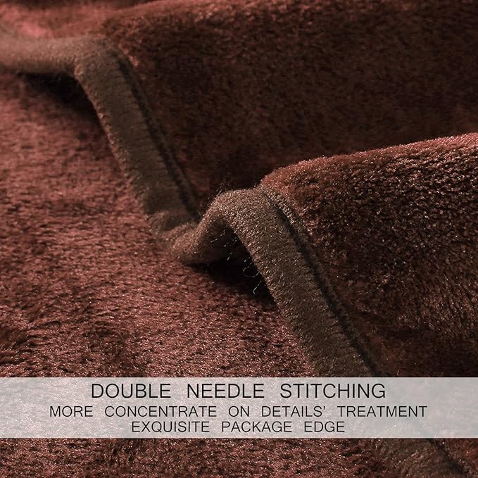 HOZY Soft Blanket Twin Size Fleece Warm Fuzzy Throw Blankets for The Bed Sofa Lightweight 350GSM Chocolate 66"*90"
