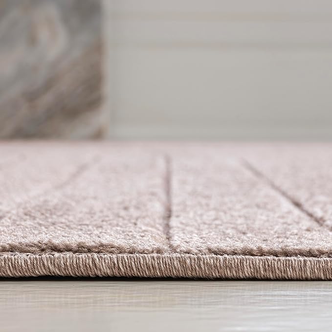 Eyely NCS101C-4 Odense High-Low Minimalist Angle Geometric Light Taupe 4 ft. x 6 ft. Indoor/Outdoor Area Rug, for Home, Backyard, Patio, Porch, Bedroom, Kitchen, Living Room